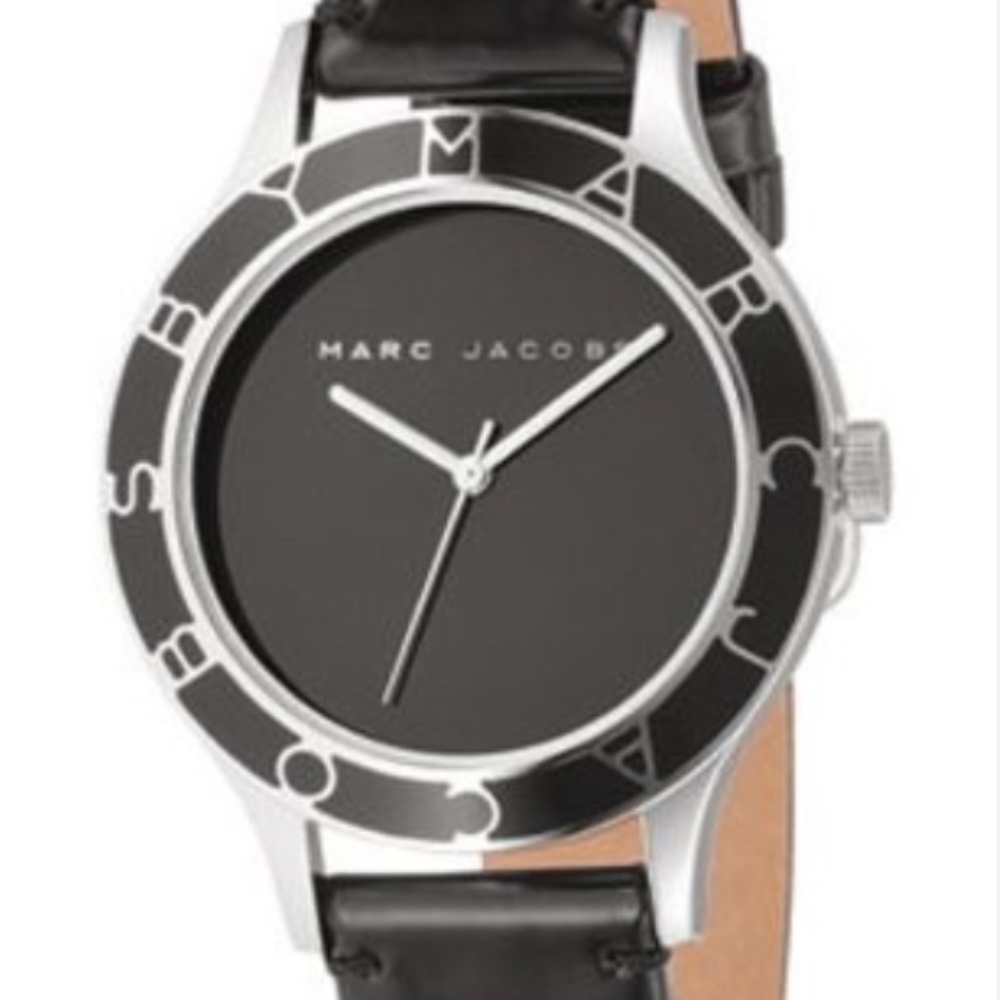 MARC JACOBS BLACK STEEL BLADE WOMENS WATCH PATENT LEATHER